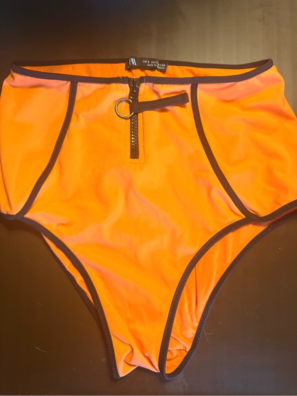 Worn Women’s  Orange Bikini Bottom with Zip Ring
